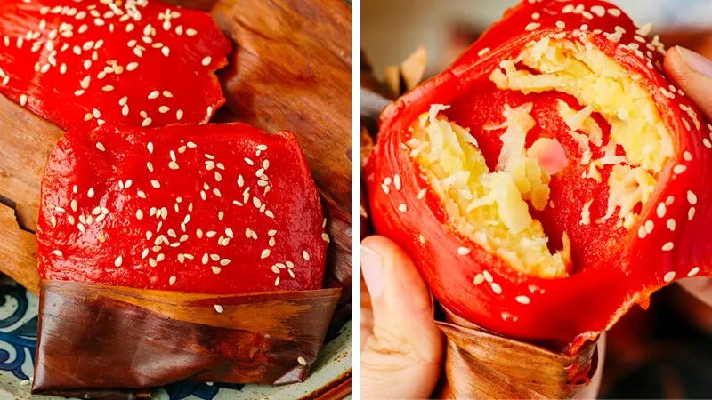 Bánh gấc – món bánh màu đỏ đẹp mắt dẻo bùi của người Hải Dương