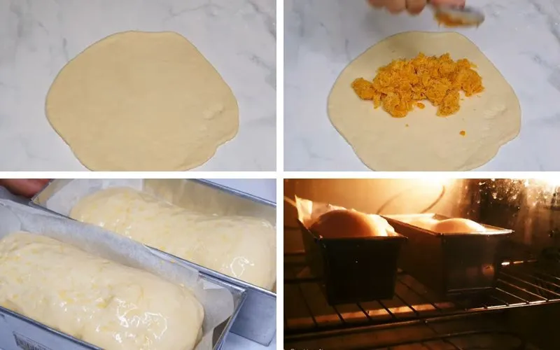 Cách làm bánh mì cuộn chà bông phô mai trứng muối mềm xốp