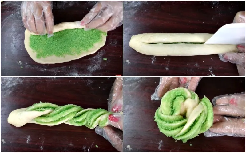 Cách làm bánh mì cuộn sữa dừa lá dứa thơm lừng, đẹp mắt