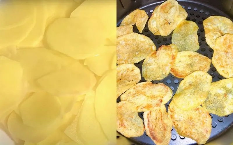 Cách làm bim bim (snack) khoai tây bằng nồi chiên không dầu
