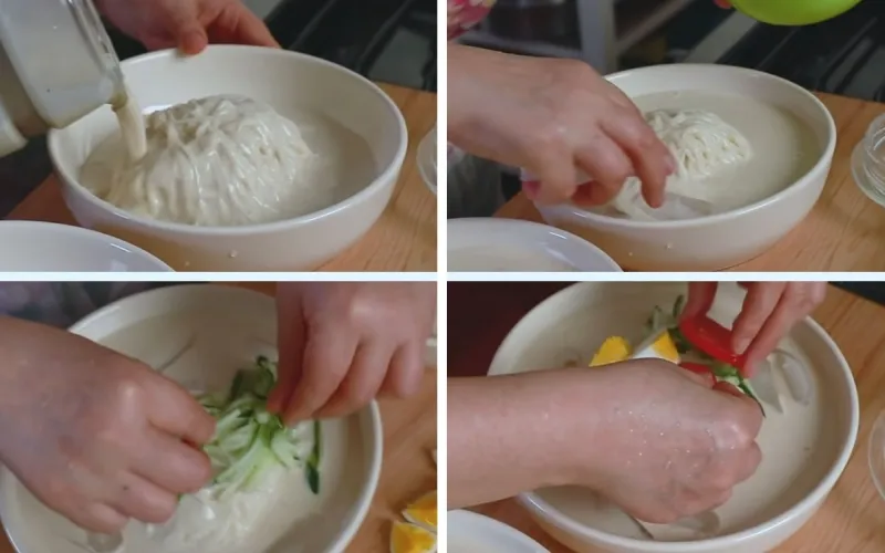 Cách làm mì súp sữa đậu nành lạnh (Kongguksu) thơm ngon chuẩn vị Hàn