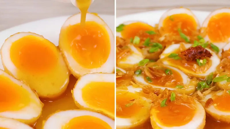 Cách làm trứng chiên lòng đào sốt me béo ngậy, chua ngọt hoàn hảo