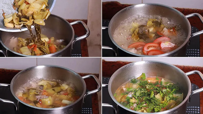 Cách nấu canh cải chua sườn non và thịt heo ngon, hấp dẫn