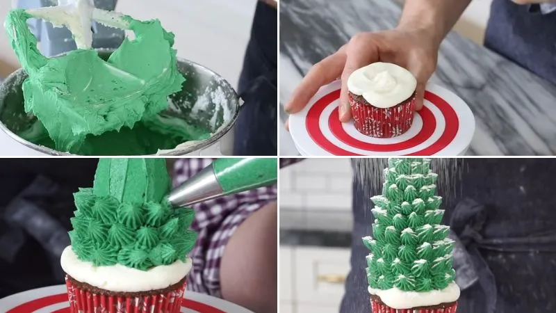 Mách bạn cách làm bánh cupcake cây thông siêu cấp đáng yêu